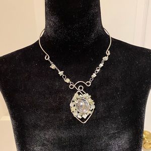 Gray shell necklace, bracelet, earrings and ring